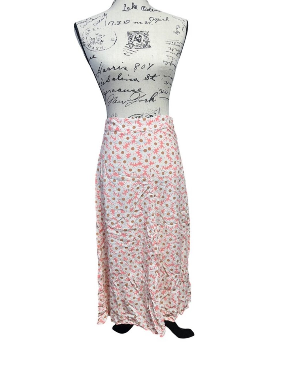 Floral Maxi Skirt By MNG In Pink & White With Daisy Pattern Size S Lightweight & - Picture 1 of 8